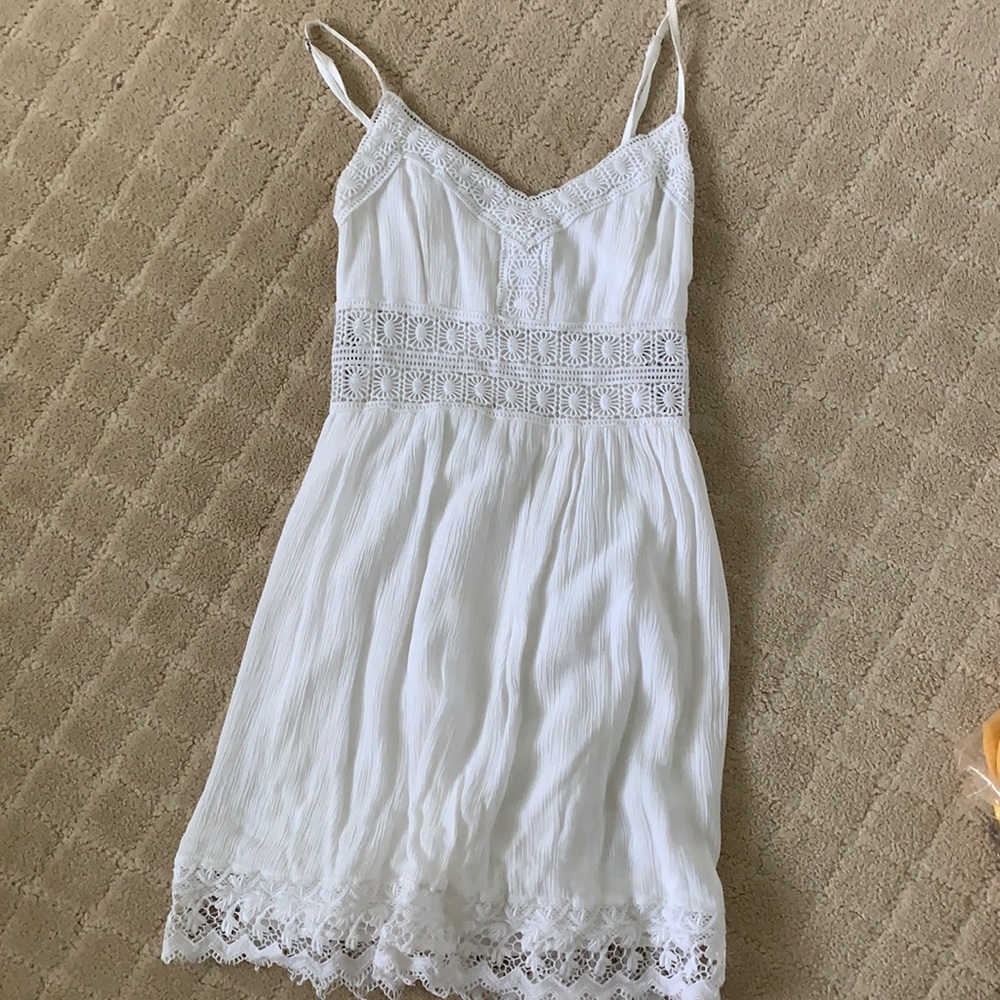 White Crochet Mini Dress Size XS